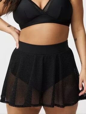 Torrid Goth Black Mesh Open Weave Swim Skirt Plus Size 3X Nwt